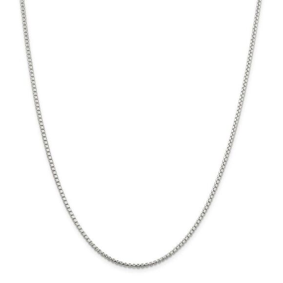 2mm Sterling Silver D/C Solid Round Box Chain Necklace, 24 Inch - Picture 3 of 8